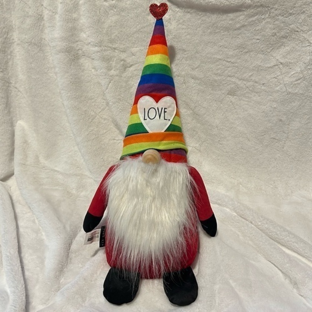 Rae Dunn Large Rainbow Love Pride Stuffed Standing Gnome